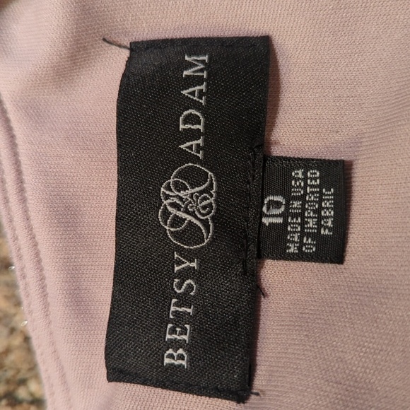 New Betsy & Adam Silver Gown Long Front Slit Sleeve Knit Party V Neck NWT Sz 10 - Picture 4 of 9